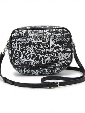 DKNY Black & White Graffiti Print Crossbody Bag